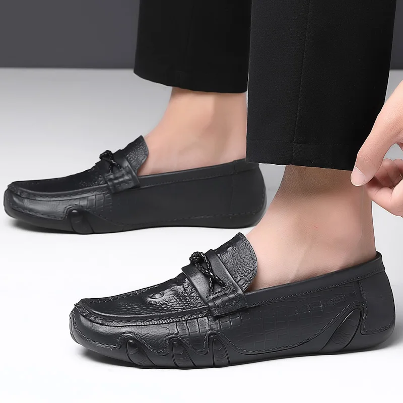 

Peas shoes men's leather men's shoes soft sole all-match men's casual shoes fashion footwear leather shoes men Size 46