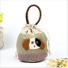 Креативная Горячая мультфильм милый животный узор холщевая сумка на шнурке печать мешок для хранения мелочей макияж мобильный мешок руки