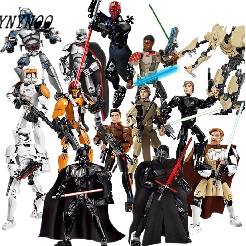 

Star Wars Finn Rey Poe Jango Fett Darth Vader Buildable Action Figure Model Building Blocks Toy Compatible with Legoinglys
