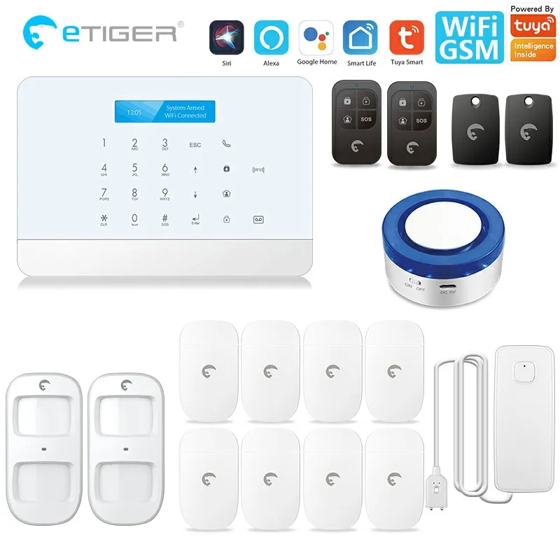 TY-S6-M ETiger TY-S6, профессиональная сигнализация Tuya, система безопасности, умный дом, wifi, GSM домашняя система охранной сигнализации, ip-камера Alexa Google home - Цвет: TY-S6-M