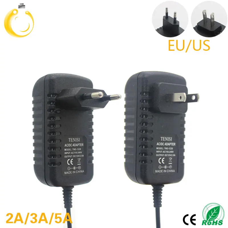 1 шт. 12V2A AC 100V 240 адаптер конвертер DC 12V 2A 2000mA Питание ЕС Штекер 5 мм x 2 для