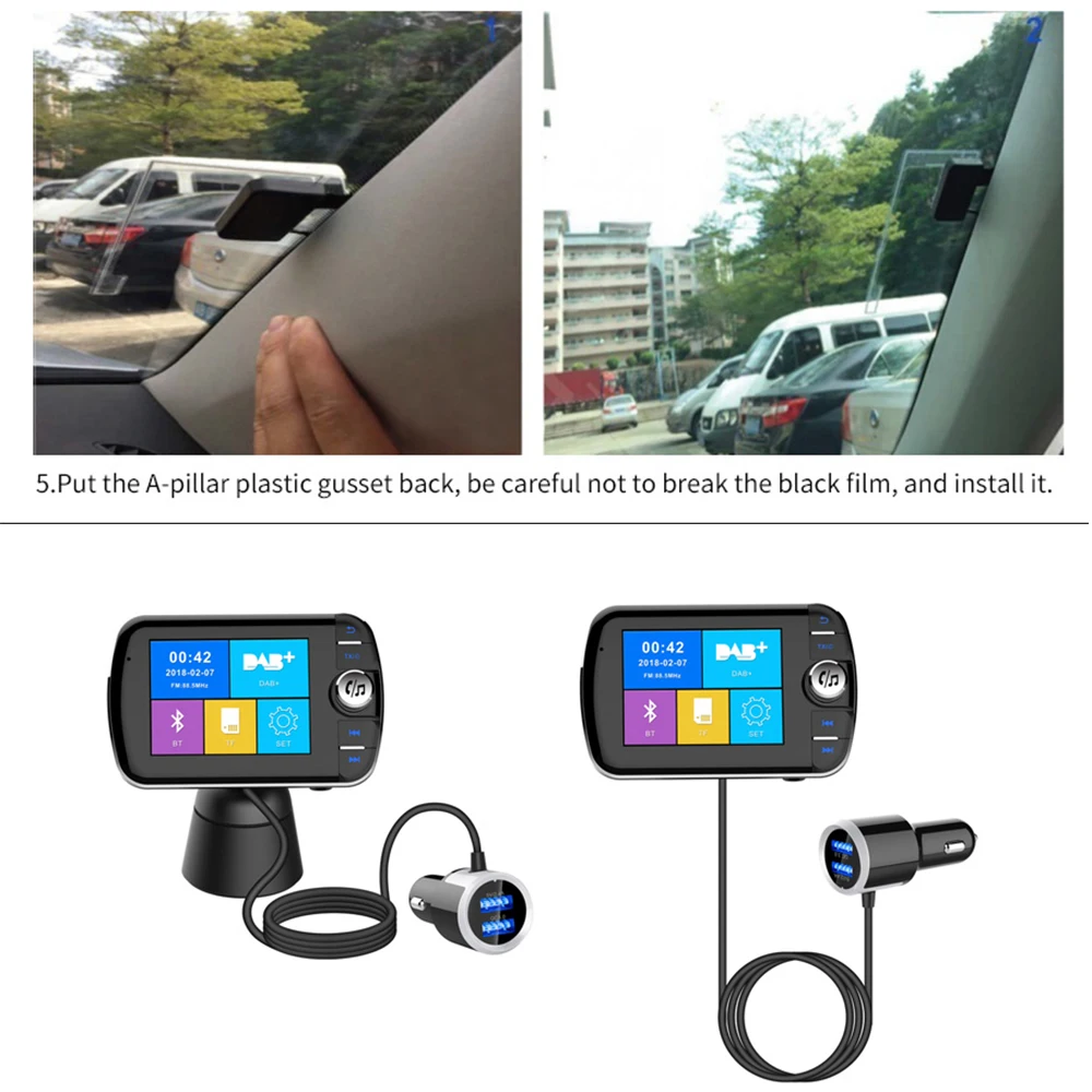 DAB004 Автомобильный Bluetooth музыкальный плеер DAB цифровой радио умный mp3 FM передатчик