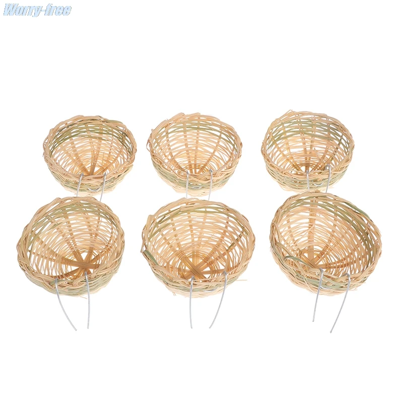 6Pcs Handmade Bamboo Bird Breeding Nest Bed for Budgie Parakeet Cockatiel Parakeet Conure Canary Finch Lovebird and Small Parrot bird house small animal sleeping bed