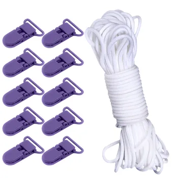 

Durable Firm Plastic Clip Camisole Stabilizer 10PCS Non Toxic Clip 5M Rope Adjustable for Mouth Face Masks Blankets Hats