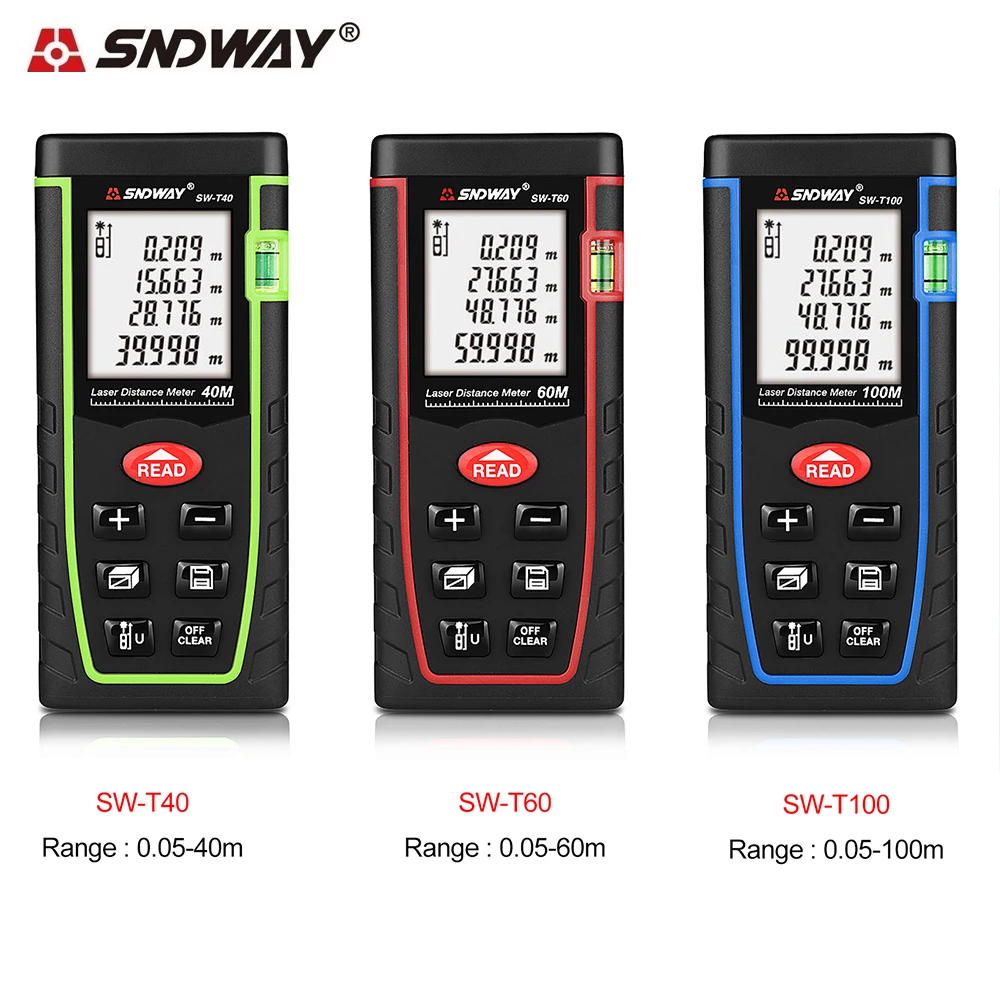 Оригинальный лазер SNDWAY дальномер 40 м 60 80 100 инструменты измерительная лента