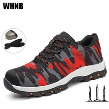 Мужские рабочие ботинки; Новинка; летняя камуфляжная дышащая обувь; дезодорирующий светильник; Повседневная Женская рабочая обувь; Мужская защитная обувь с защитой от столкновений