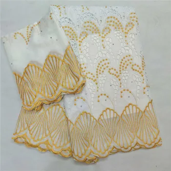 

7 yard Swiss lace fabric 2020 latest heavy beaded embroidery African cotton fabrics Swiss voile lace popular Dubai style