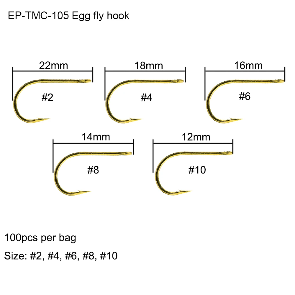 Eupheng яйцо Летающий рыболовный крючок прямой глаз 2X тяжелый крюк обратный изгиб кованый рыболовный крюк 100 шт EP-TMC105