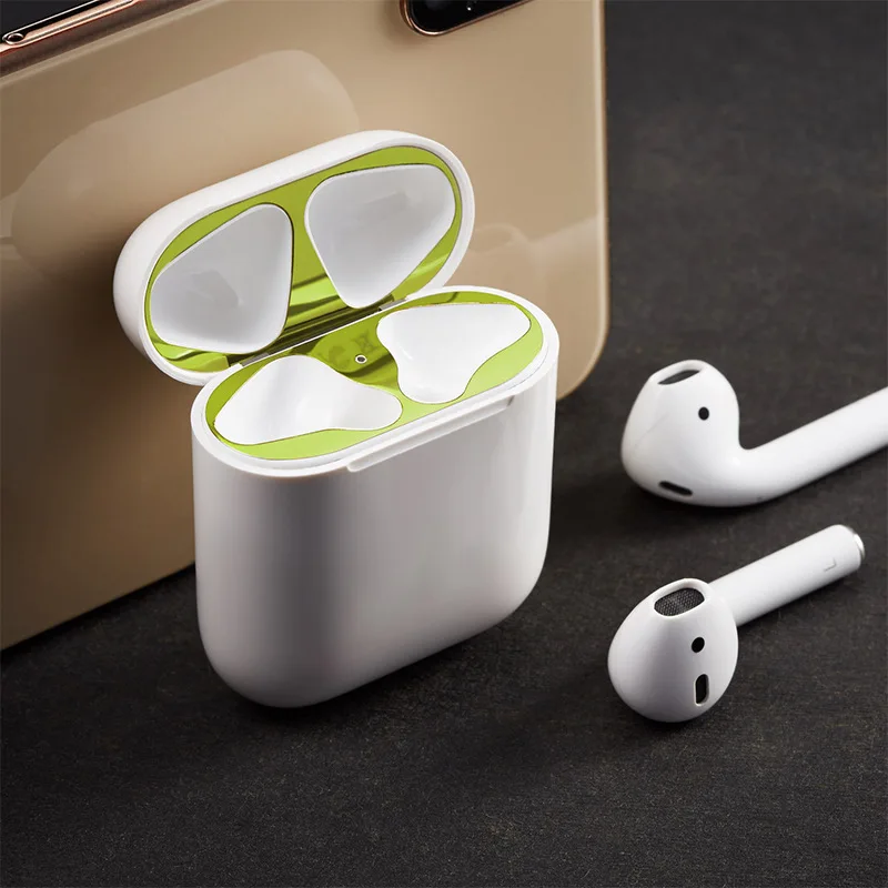 Защита от пыли для Apple Airpods Bluetooth наушники металлические для Airpods 1 2 Air Pods беспроводные наушники зарядная коробка Пыленепроницаемый Чехол
