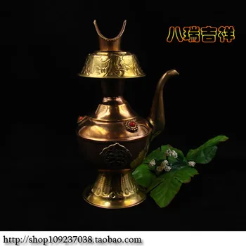 

Indian Handicrafts/Fine Copper Eight Auspicious Purehand-Water Bottle/Benba Pot/Wenba Pot