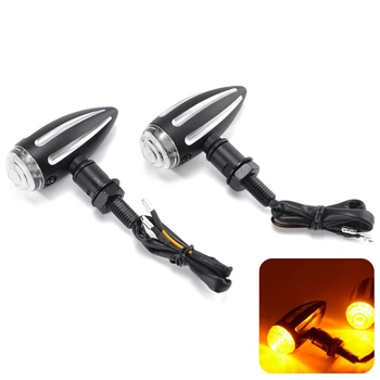 

New style Retro Bullet Black Motorcycle Flashing LED Turn Signals Brake Blinker Light 12V For Harley Chopper Bobber Yamaha Honda
