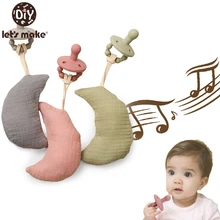 Let's Make chupete de silicona para recién nacido, chupete sin BPA, con Luna sonriente, accesorios para Baby Shower