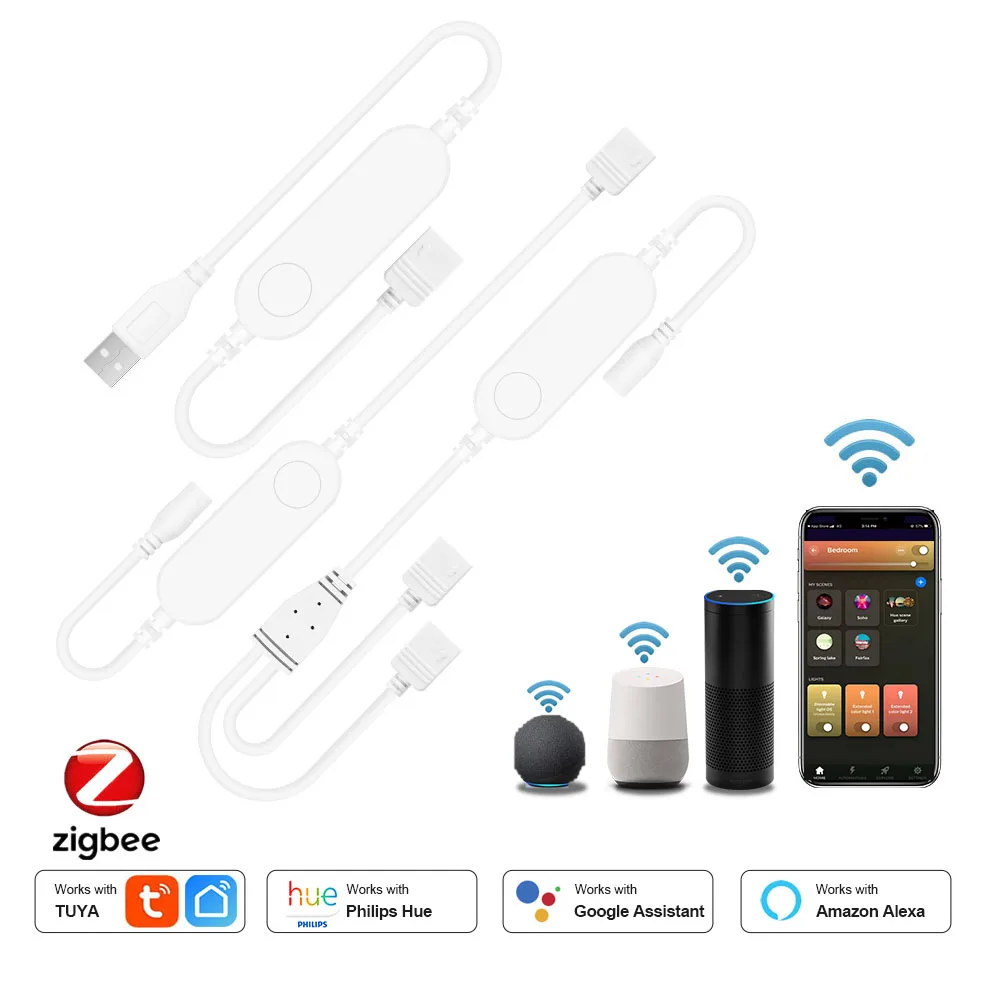 Контроллер Zigbee светильник Strip USB DC12V-24V RGB RGBW RGBWW Tuya Wifi Smart Dimmer Mini Controller Поддержка Google