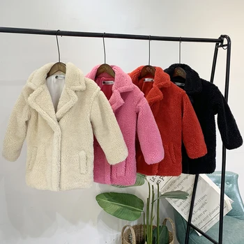 

2020 Winter Girls Faux Fur Coat Teddy Bear Long Girls Jackets And Coats Warm Parkas Kids Outerwear Clothes Thicken Girls Coat