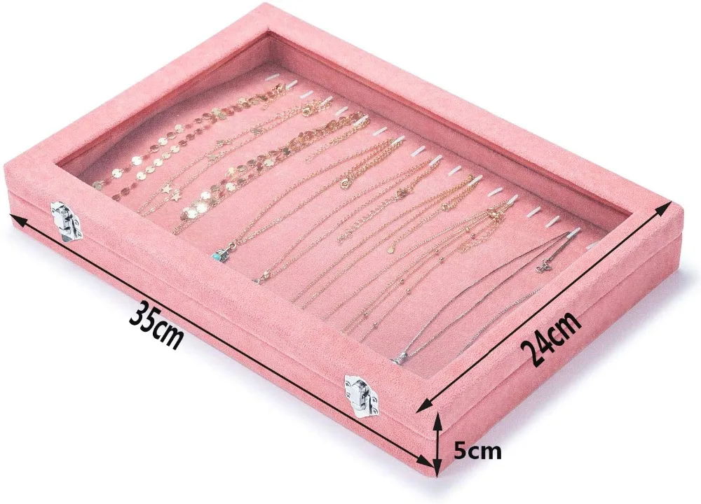 20, крючки, станок и бархатные ожерелья съемная коробка составные ювелирные изделия лоток витрина демонстрационный органайзер для хранения Прозрачная крышка с замком и ключом