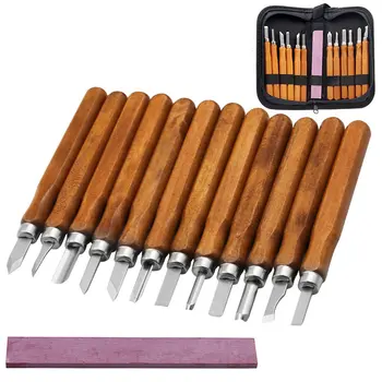 

12pcs Imitation Mahogany Woodcut Knife Scorper Hand Cutter Professional Wood Carving Chisel Mini Woodworking Tools