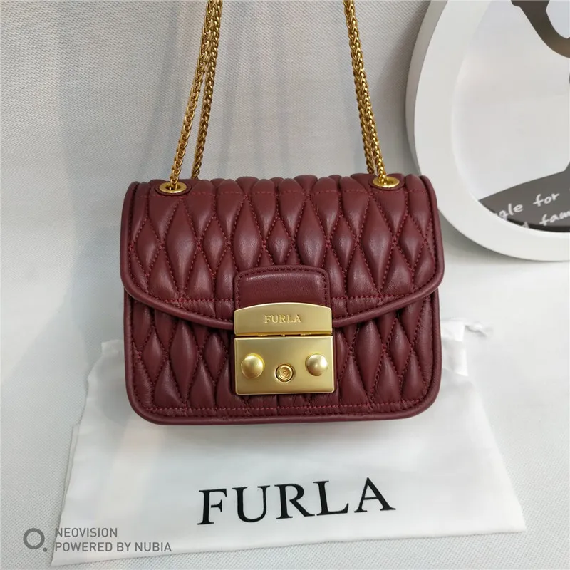 Высокое качество бордовый красный цвет Furla Сумки, Новые поступления оригинальные FURLA женские сумки Размер 17 см x 14 см x 7 см горячая распродажа