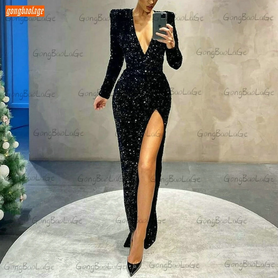 Black Mermaid Evening Gown Sexy Slim Fit Custom Made Women Evening Dresses