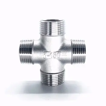 

1/2" DN15 male BSPT Thread Pipe Fitting 4 Way Stainless Steel SS304 Cross Type Coupling Pipe Connecto