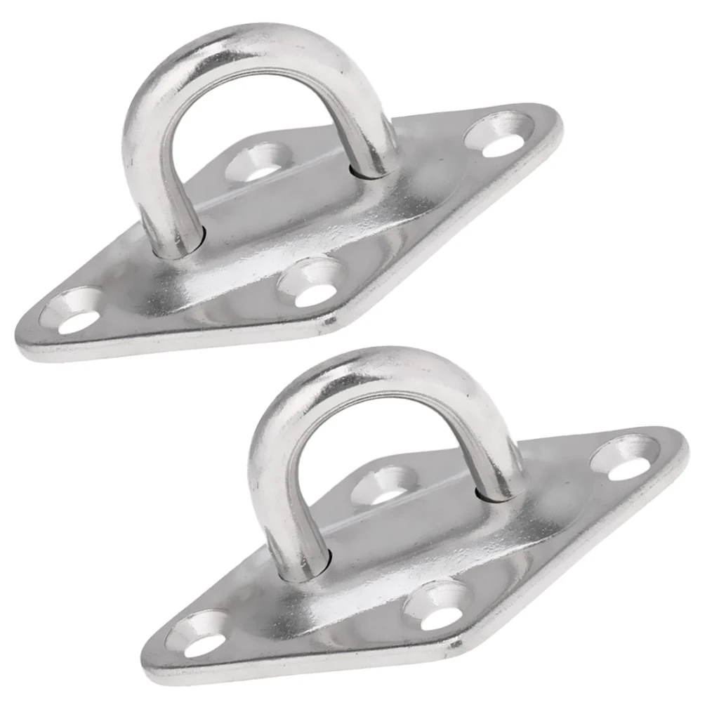 2pcs 5mm Stainless Steel Diamond Eye Plate Tie Down for Marine Boat Sailboat