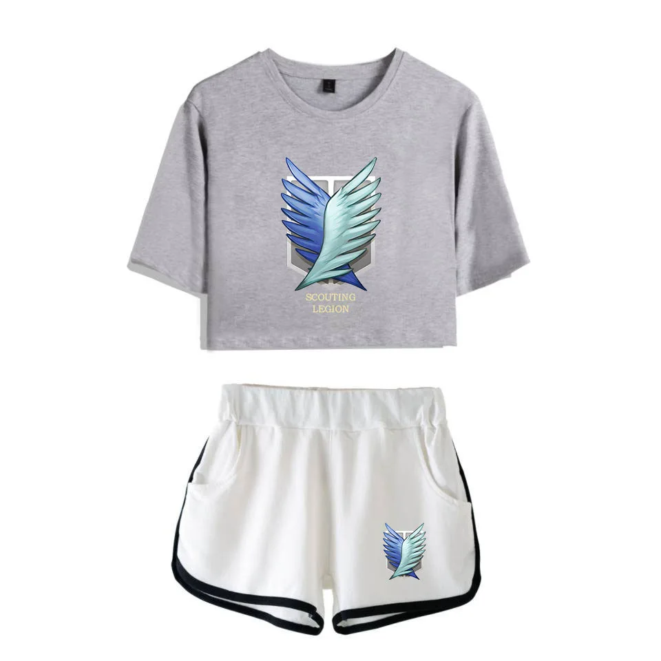COSREA Attack On Titan Cosplay Costume Survey Corps Logo Short Sleeve Shirt Sport Suits Girls Tees Shorts T Running Sets Women -Zentai shop online Hfdcbd214952c42e0850c65443b67ada3T.jpg