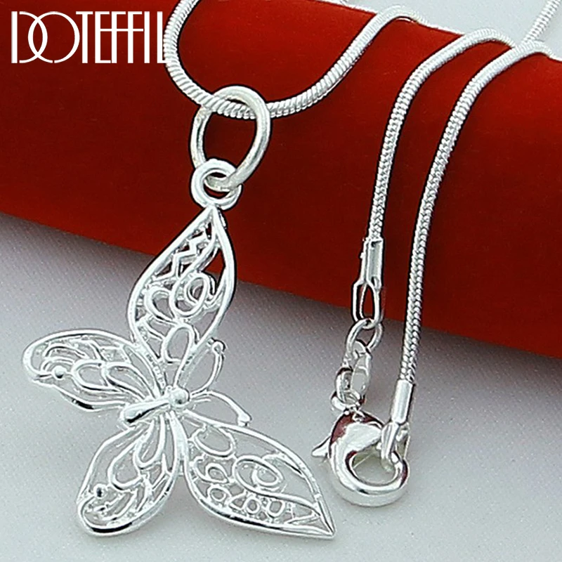 

925 Sterling Silver Butterfly Necklaces Pendants For Women Elegant Butterfly Short Necklace Sterling Silver Jewelry