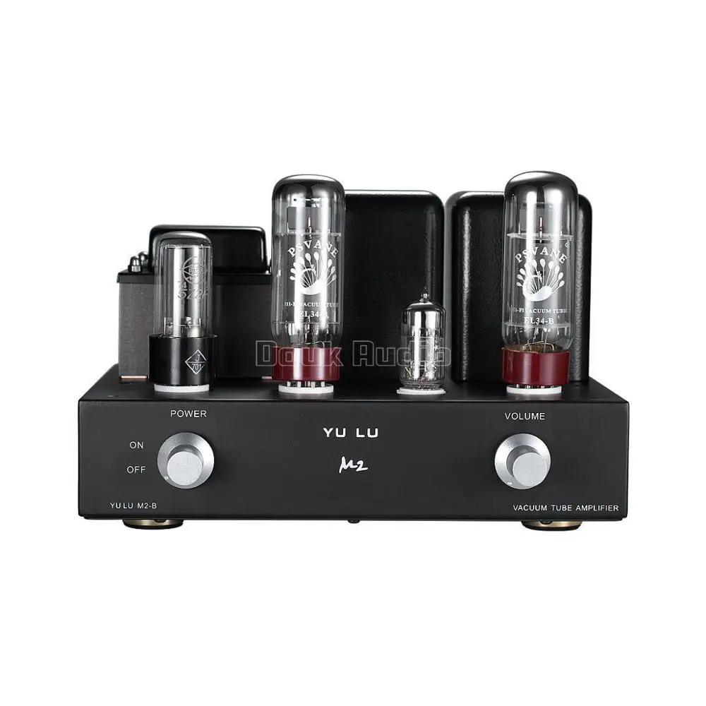 Черный Douk аудио мини HiFi EL34 ламповый усилитель одноконцевый класс А Интегрированный усилитель мощности 8 Вт* 2 - Цвет: Черный