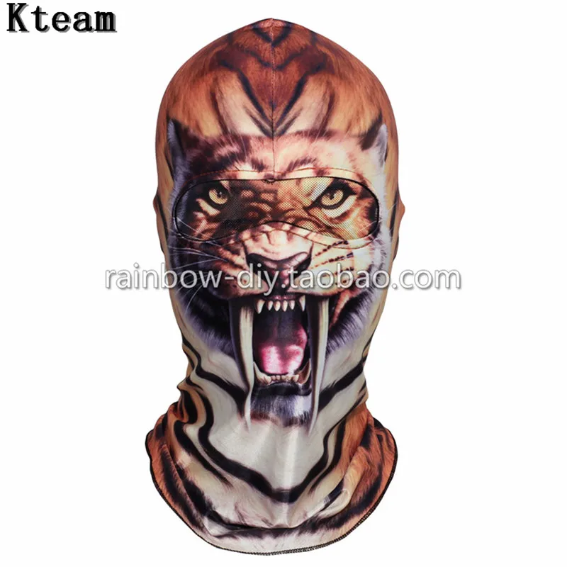 Hot!!!Halloween Party Mask Scary Tiger Headgear Mask Cosplay Digital Print Novelty Headgear Cotton Men Women Cosplay Face Mask