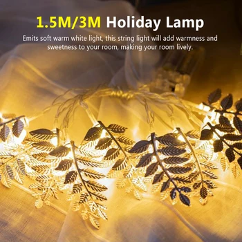 

Fairy Lamp Atmosphere LED String Light Christmas Warm White Home Decoration Wedding Bedroom Leaves Shape Indoor Battery Operated