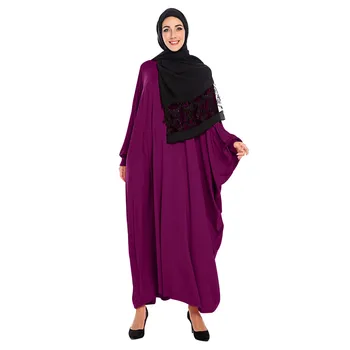 

Women Muslim Abaya Dubai Kaftan Turkey Arabic Maxi Hijab Dress Batwing Sleeve Robe Musulmane Longue Turkish Islamic Clothing