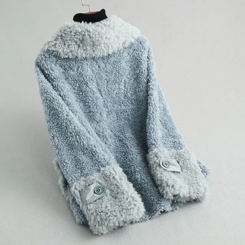 

Real Sheep Shearling Fur Coat Female Jacket Winter Jacket Women 300% Wool Coats and Jackets Women Korean Outwear MY4096