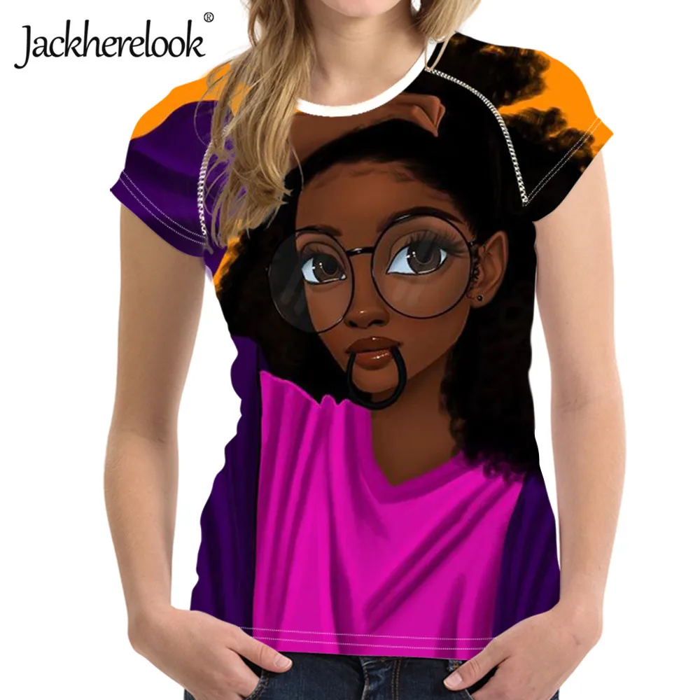 

Jackherelook Black American Girls T Shirt Woman Clothing Summer Confort Top Tee Short Sleeved Harajuku O-neck Tshirt Camiseta