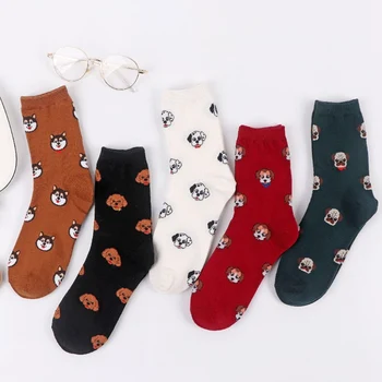 

Dog Pattern Warm Cute Cotton Socks Lady Floor Socks For Female New Fashion Cartoon Socks