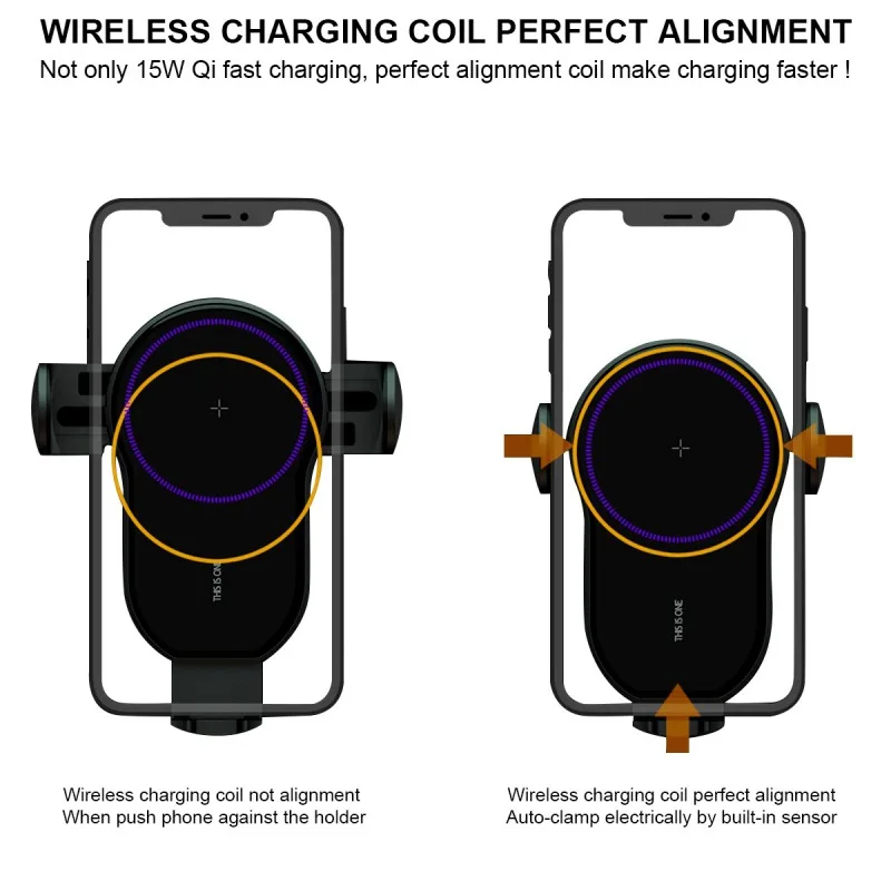 Mount in Car for iPhone 11 XR X Huawei Samsung Xiaomi 15W Qi Wireless Car Charger Automatic Clamping Fast Charging Phone Holder
