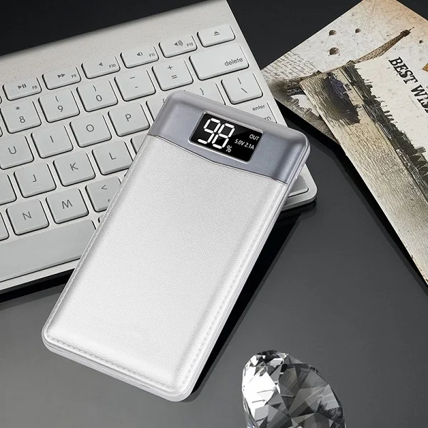 20000 мАч, портативный двойной USB внешний аккумулятор, внешний аккумулятор, светодиодный дисплей, зарядное устройство для телефона, банка для смартфонов, Powebank - Цвет: White