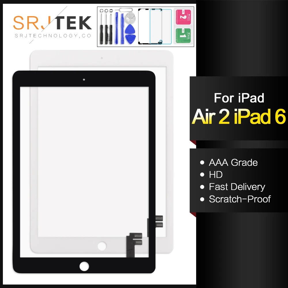 SRJTEK 9.7" For iPad Air 2 2nd Gen A1567 A1566 Touch Screen Digitizer Sensor Panel Glass Tablet Touch For iPad 6