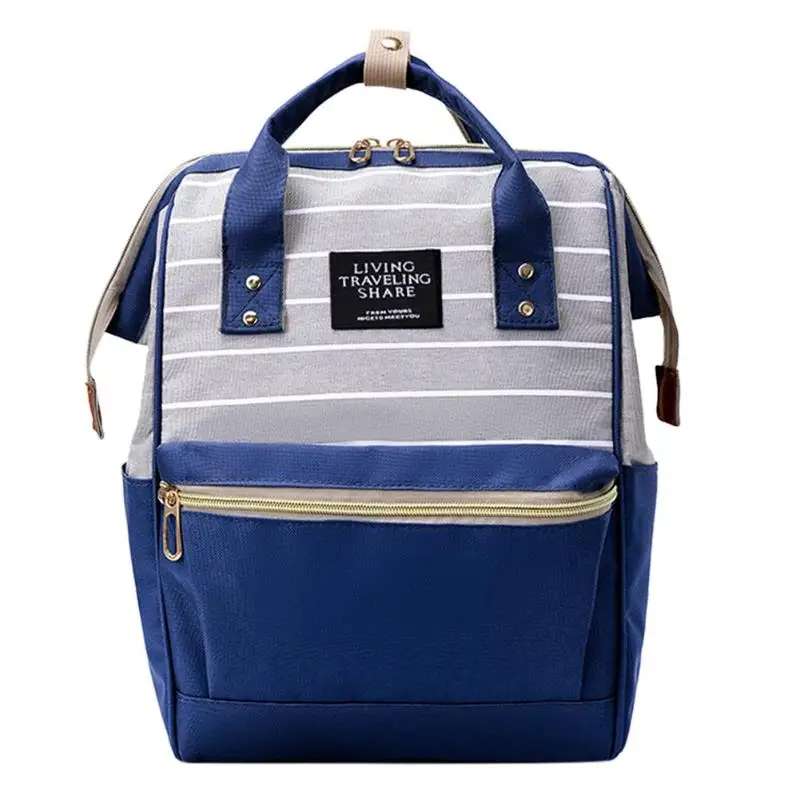 Новые модные дорожные сумки хит цвет портативный рюкзак для девочек полосатый женский большой емкости Вещевой мешок для путешествий школьный для пеших прогулок - Цвет: Blue