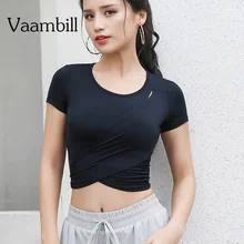 Спортивные женские фитнес-футболки, топы для тренировок, женские спортивные футболки, женские блузки для йоги, тренажерного зала, укороченный топ, Спортивная футболка, спортивная одежда