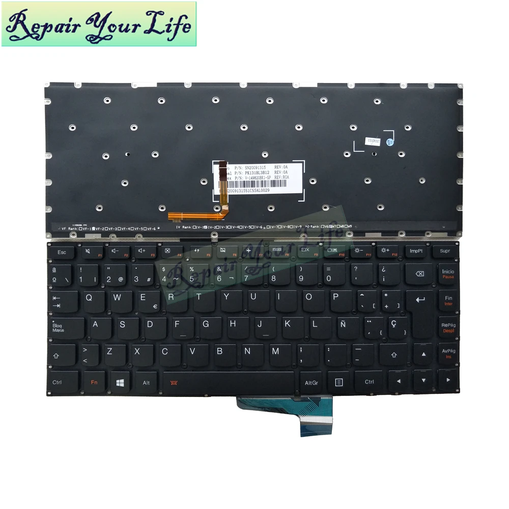 Клавиатура для ноутбука SP испанская для lenovo YOGA 213 500s-13isk 700-14ISK SN20G91315 PK131BL3B12 черная подсветка