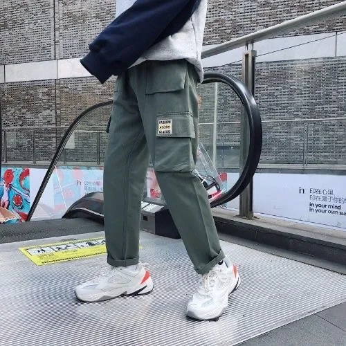 Men Purple Joggers Pants Mens Pockets Streetwear Cargo Pants Male Hip Hop Track Pants Korean Fashions Overalls black cargo pants Cargo Pants