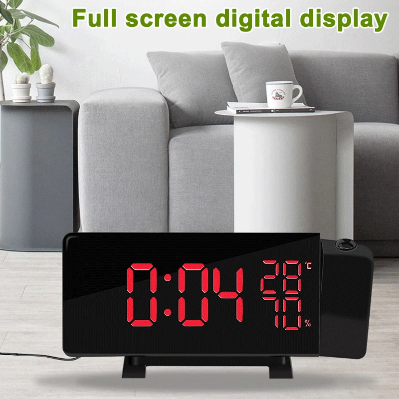 Digital Projection Alarm Clock FM Radio Dimmable LED Projector