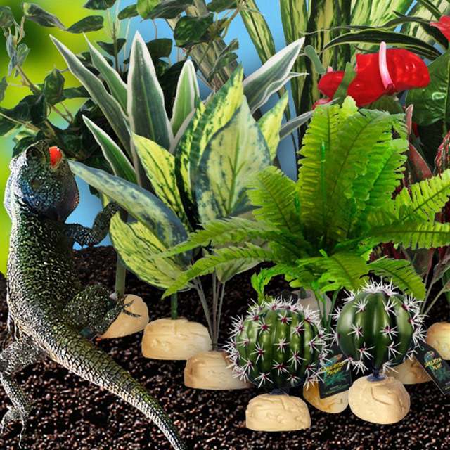Reptiles Habitat Decor Plants Ornament Reptile Tank Green Vine Leaf