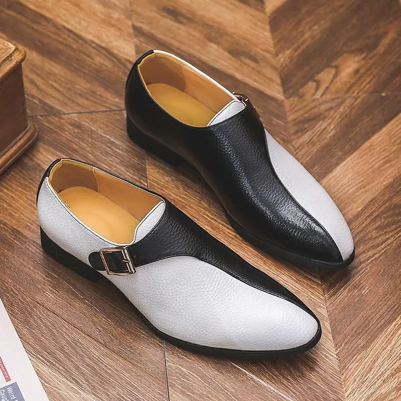 Zapatos de cuero sintético para hombre, calzado informal, sin cordones, estilo clásico, botines de primavera, HA840