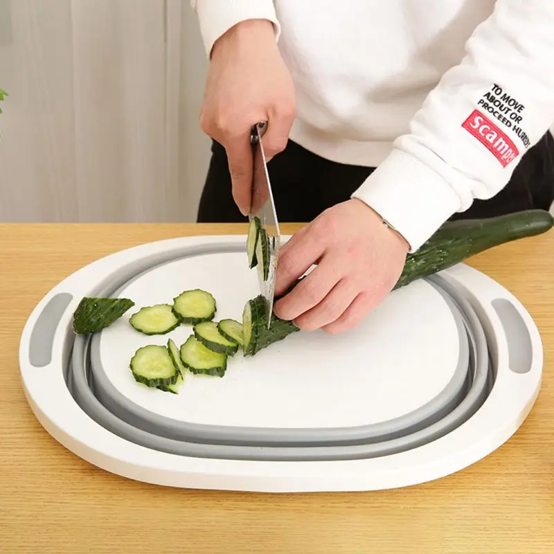 

Multifunction Collapsible Dish Tub Kitchen Folding Cutting Board Vegetable Basket Washing Strainer Colander Bowl Drain Basin