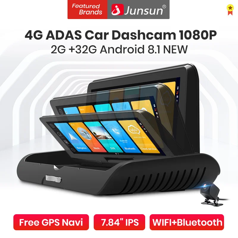 Junsun Видеорегистраторы для автомобилей 8 дюймов видеорегистраторы 4G Android 1 Full HD 1080P