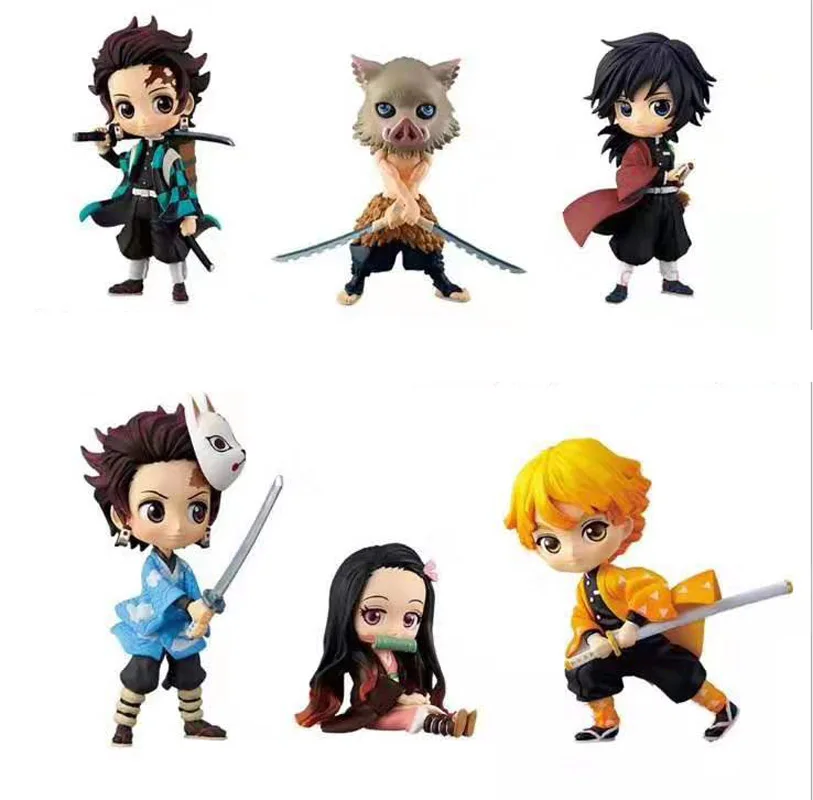 

Demon Slayer Kimetsu no Yaiba Q posket Kamado Tanjirou Nezuko Zenitsu Giyuu Inosuke 10cm Figure Model Collection Doll Toy