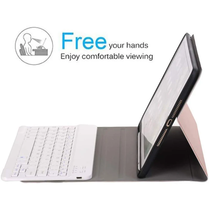 Keyboard Leather Case Backlit Folio Cover Wireless Bluetooth Keyboard for iPad 10.2 TU-shop