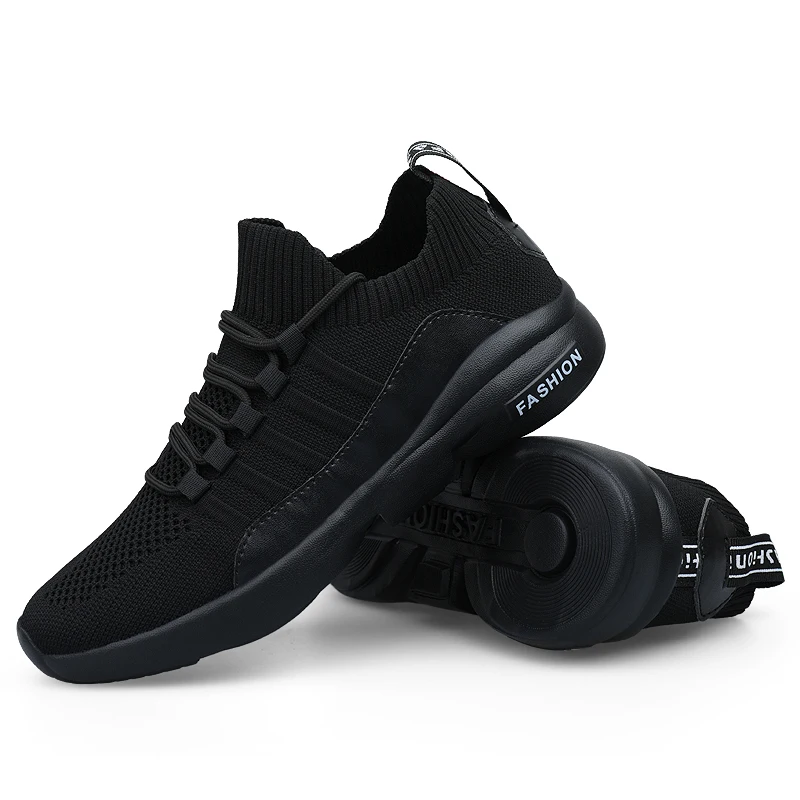 Черный Xiaomi, мужская повседневная обувь, летающий тканевый супер светильник, обувь для бега, без шнуровки, носок, кроссовки для улицы, бега, ходьбы, сетка, тенниса - Цвет: Черный