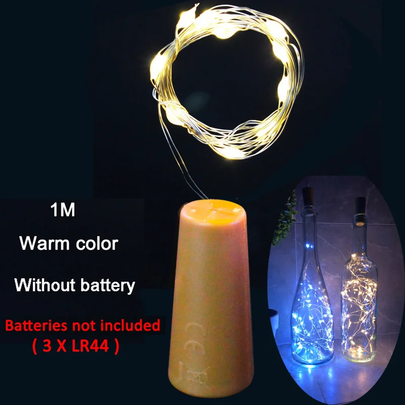 1m 10led warm white LED String DIY Fairy Lights for Glass Bottle Vintage Rustic Wedding Table Decoration Bachelorette Hen Party Valentines - Цвет: 1m 10led warm white