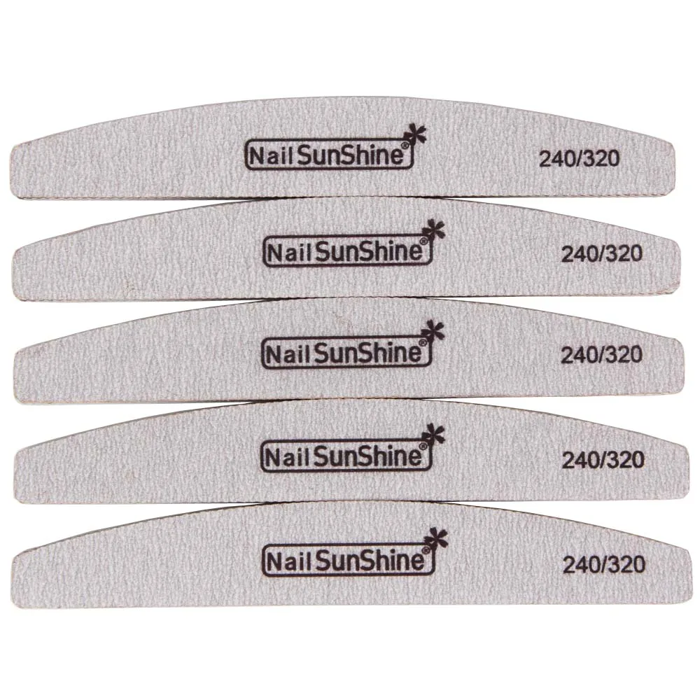 Nail File240/320 аксессуары для ногтей lime a ongle Half Moon черные пилки для ногтей Полировочный, Маникюрный Инструмент для педикюра 6 шт